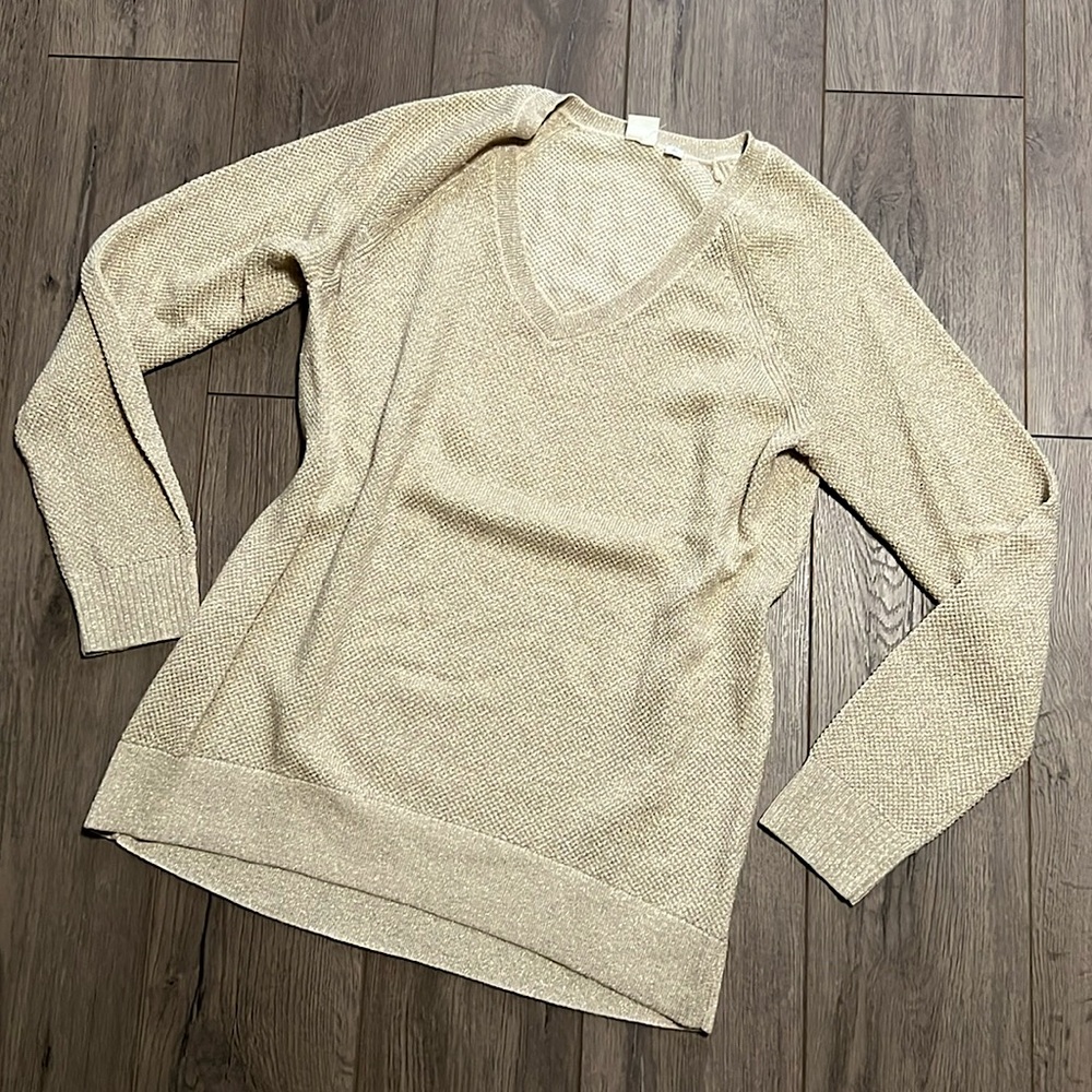 GAP Champagne Colored Glitter Sweater Size S